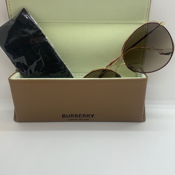 BURBERRY Gold 60mm Gradient Round Sunglasses - Picture 2 of 7